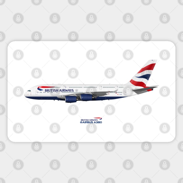 Illustration of British Airways Airbus A380 Magnet by SteveHClark